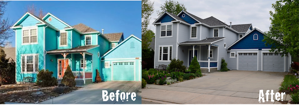 Exterior paint job before and after