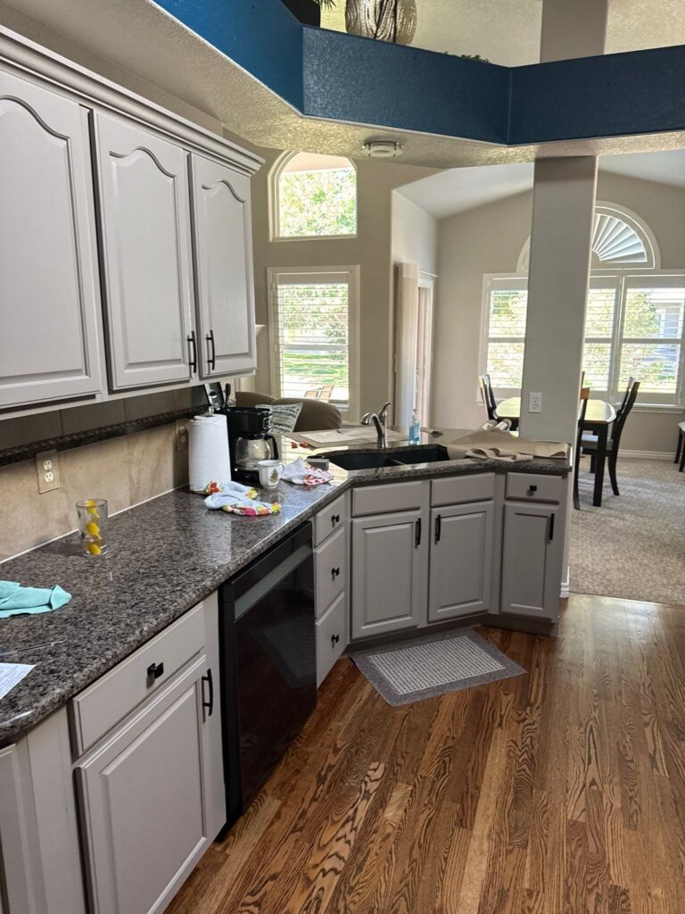Kitchen cabinet refinish after in Castle Rock, Colorado