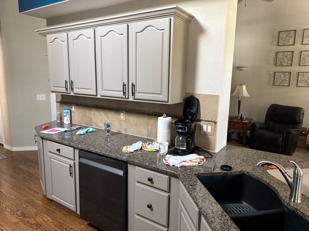 Finished kitchen cabinet refinish after — H3 Painting
