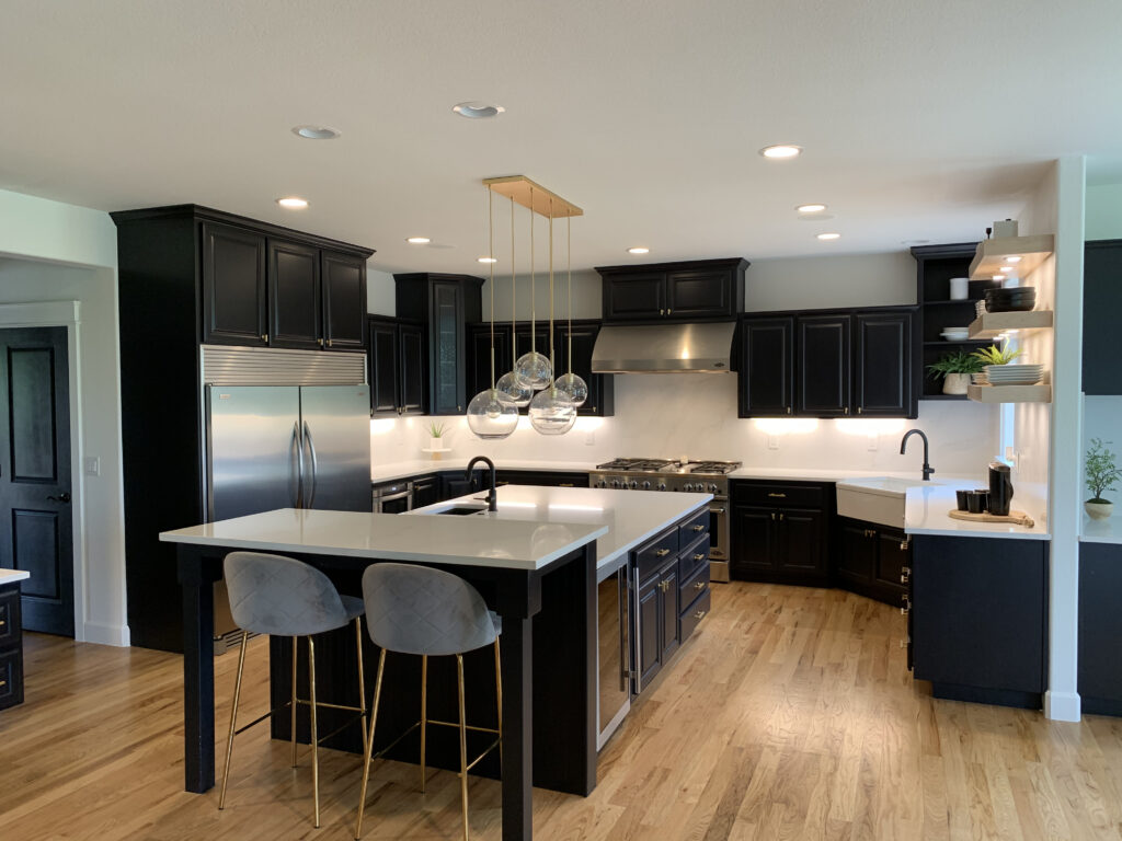 Finished kitchen cabinet refinish after — H3 Painting