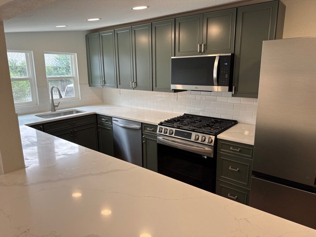 Finished kitchen cabinet painting after — H3 Painting