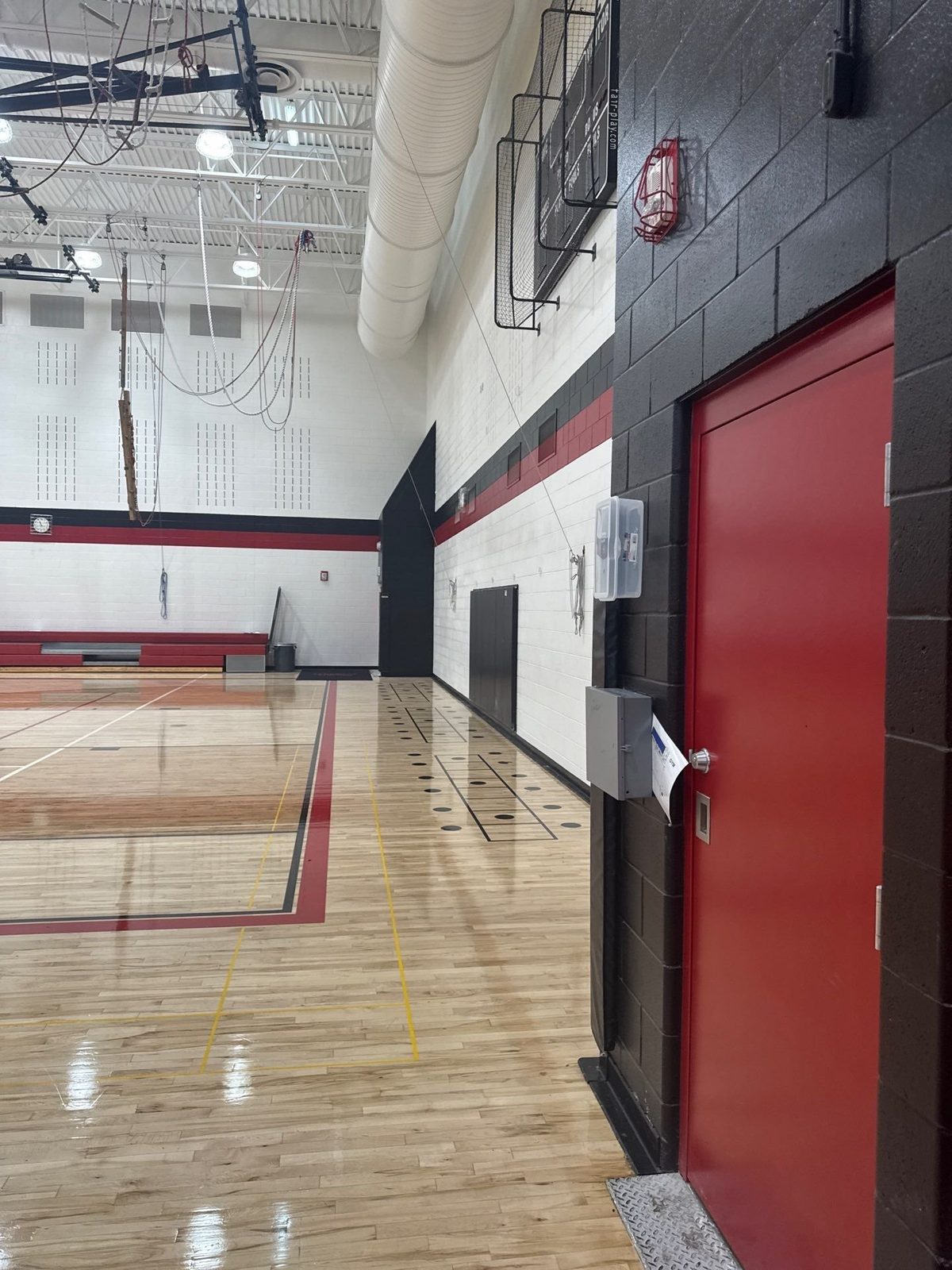 Freshly painted gym walls and door at Castle View High School in Castle Rock, CO